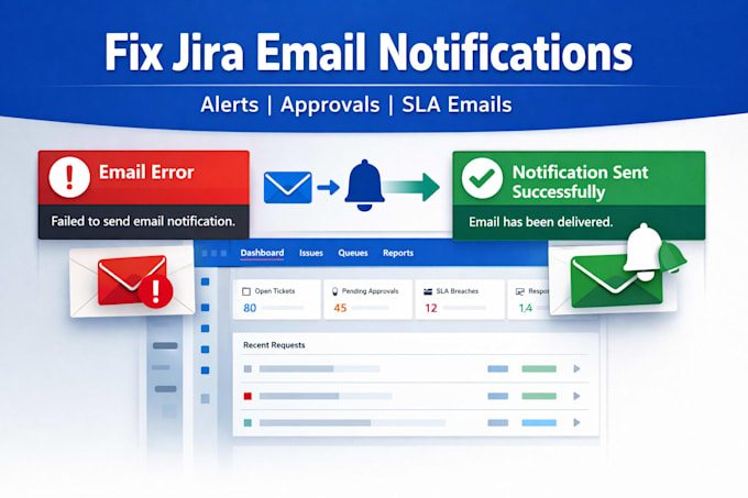 resolve email notification errors in jira service management