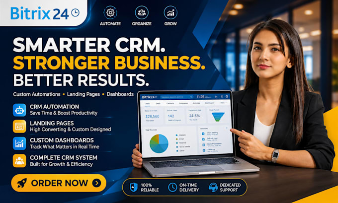 build bitrix24 CRM automation bitrix24 landing page custom dashboards crm system
