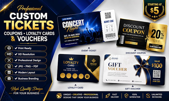 design custom tickets, coupons, loyalty cards, and vouchers