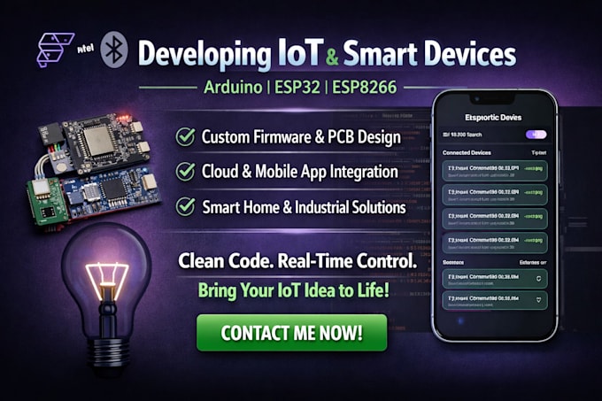 develop arduino esp32 esp8266 iot devices with cloud and mobile app integration