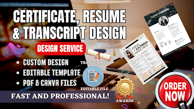 design, edit, redesign, resume, transcript, certificate, logo, letterhead design