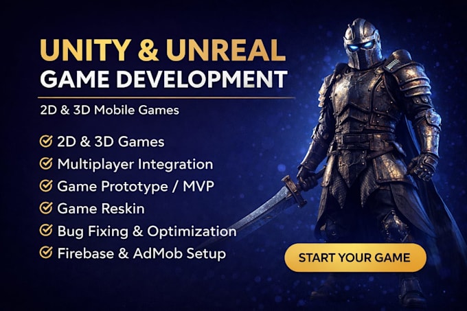 create 2d 3d mobile game development in unity or unreal engine, android ios game