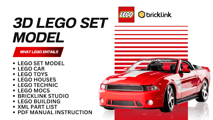 design a custom 3d lego mocs, ship with bricklink studio and PDF instructions