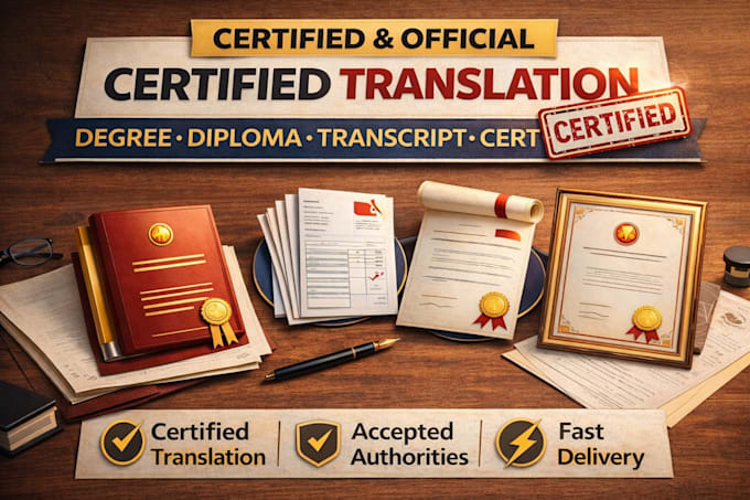 provide certified translation for degree, diploma, transcript or certificate