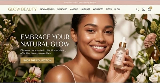 design skincare shopify store beauty cosmetic apparel website