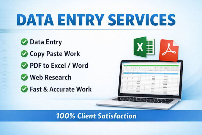 do professional data entry, PDF to excel and web research