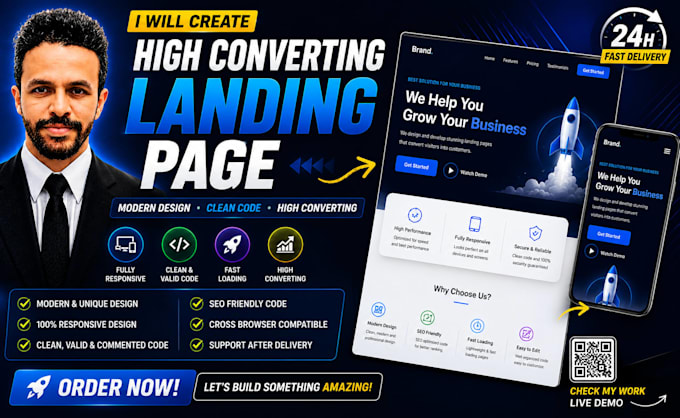 create responsive HTML landing page