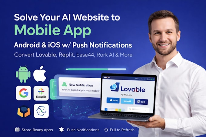 convert your lovable ai base44 rork apps to android ios mobile apps