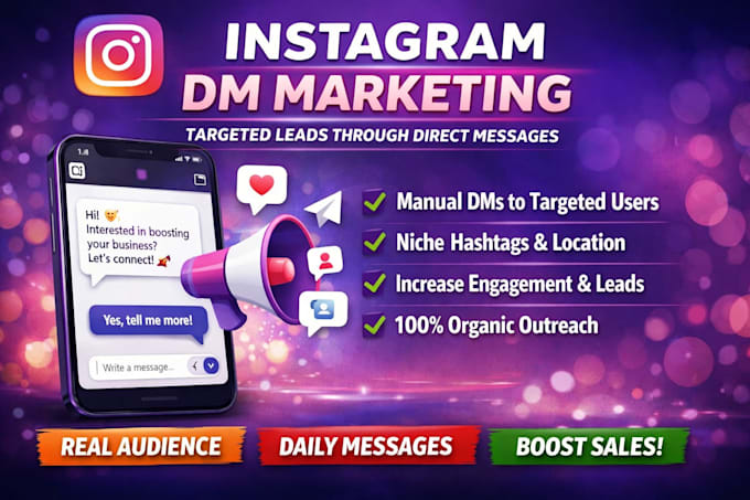 send instagram direct message or dm to promote your business