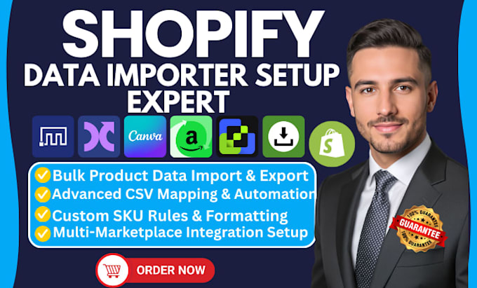 setup shopify data importer marketplace connect ac canva amazon feedfix altera