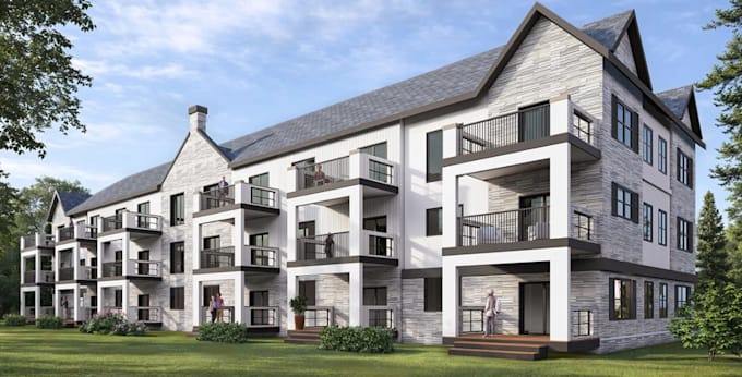 render 3d exterior building apartment, cgi interior design,3d commercial space