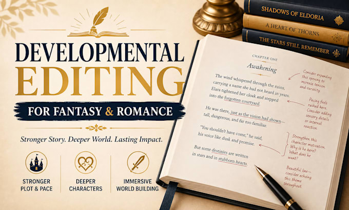 do developmental editing for your fantasy or romance book