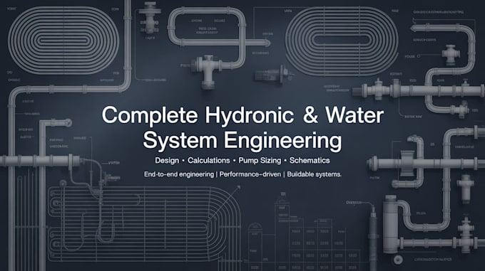 design complete hydronic, hot cold water systems with calculations and schematic
