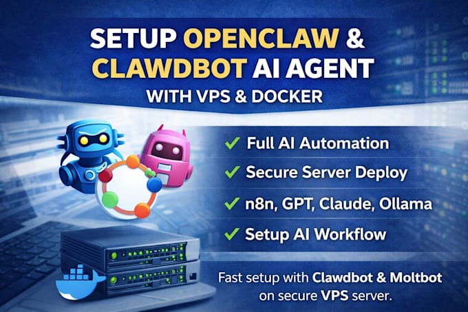 setup openclaw, clawdbot, n8n automation ai agent with vps docker openai