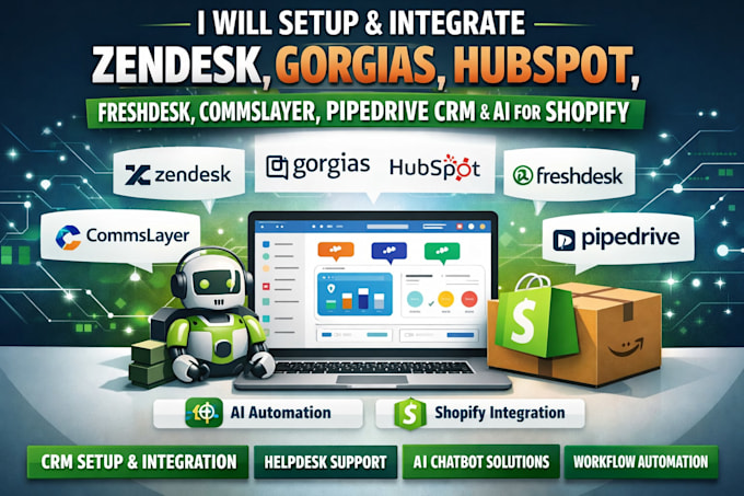 Setup zendesk gorgias hubspot freshdesk commslayer pipedrive crm ai for ...