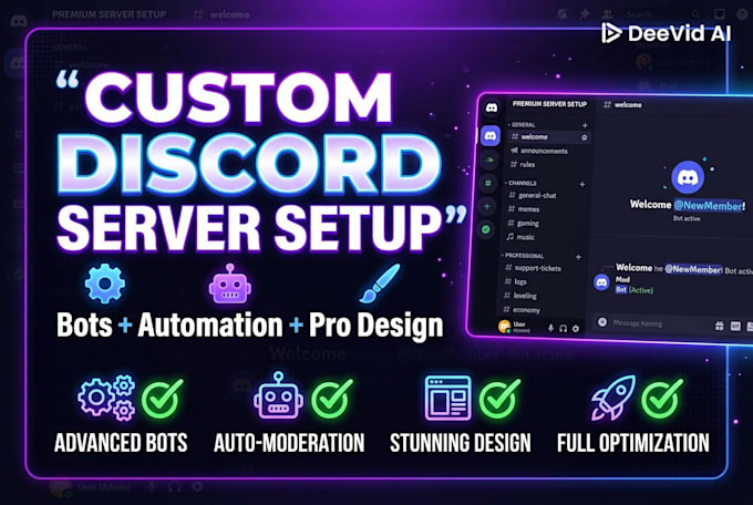 create custom discord server setup with bots and automation discord server setup