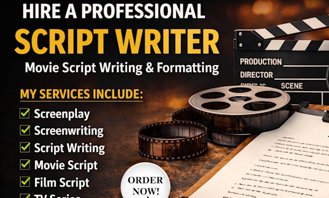 be your screenwriter, scriptwriter, screenplay writer, movie tv scripts