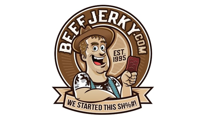 design motivation mascot beef jerky logo
