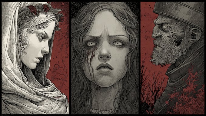 draw horror and dark fantasy illustrations