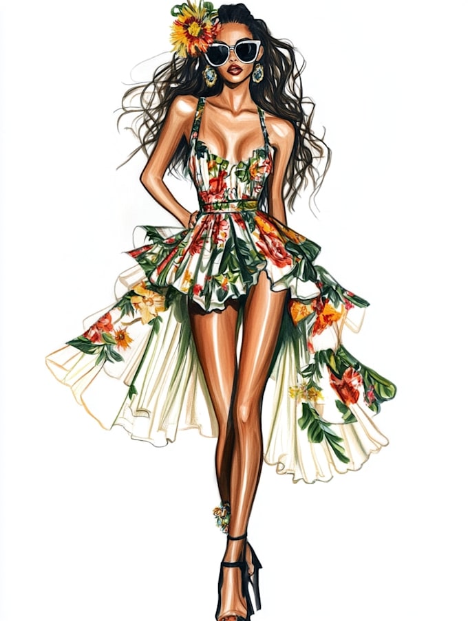 draw professional fashion illustrations and accessorie