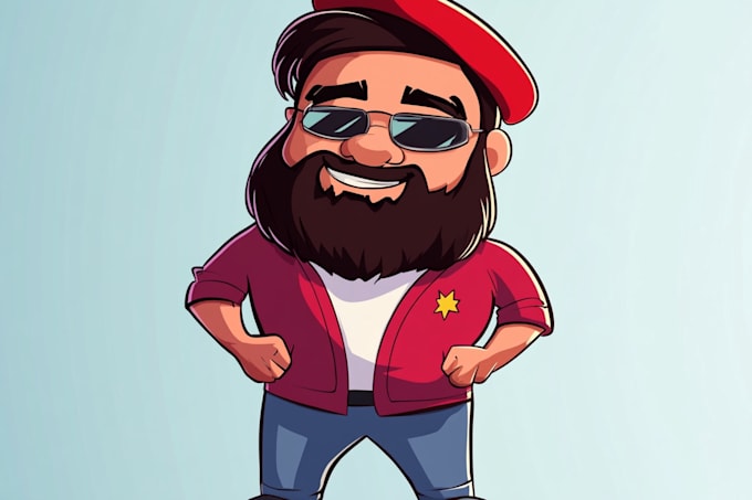 create flat funny cartoon character mascot