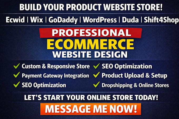 build ecwid wix godaddy wordpress duda shift4shop product website store design