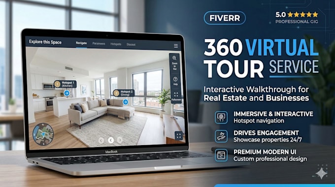 create an interactive 360 virtual tour or virtual walkthrough website