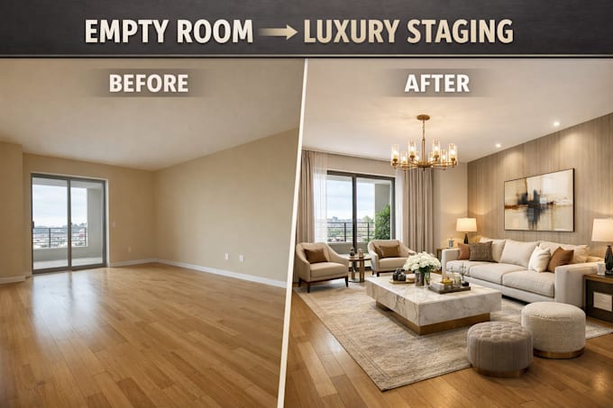virtual staging, virtual furniture, virtual renovation quick turnaround