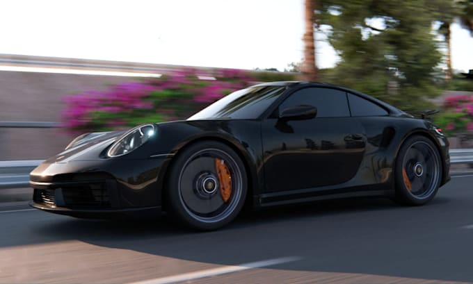 create a cinematic 3d car model for game, 3d animation and rigging in blender