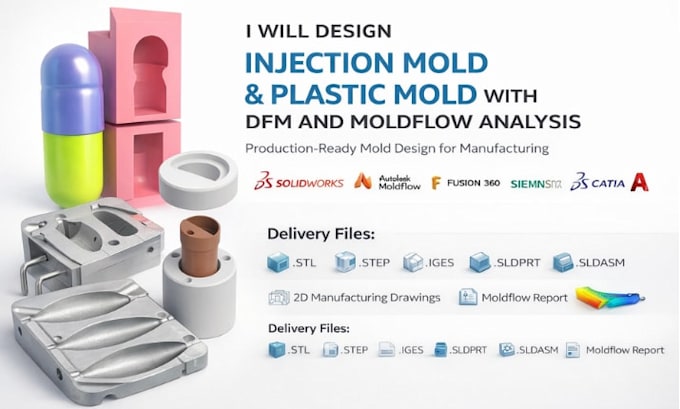 design injection mold plastic mold with dfm mold flow analysis