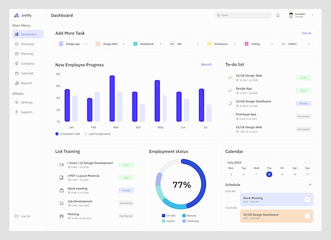 develop employee training and onboarding web app with ai learning system, hrs