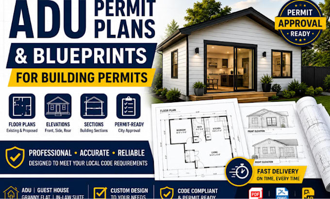 city permit blueprints architect, 2d floor plans, house, shed, adu, garage, deck
