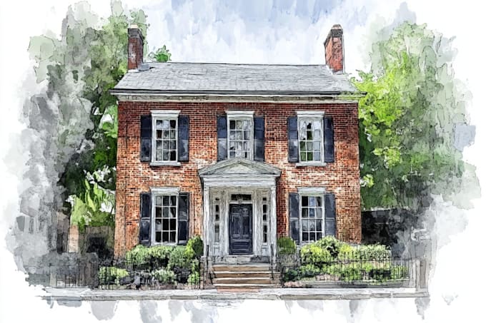 watercolor a house portrait