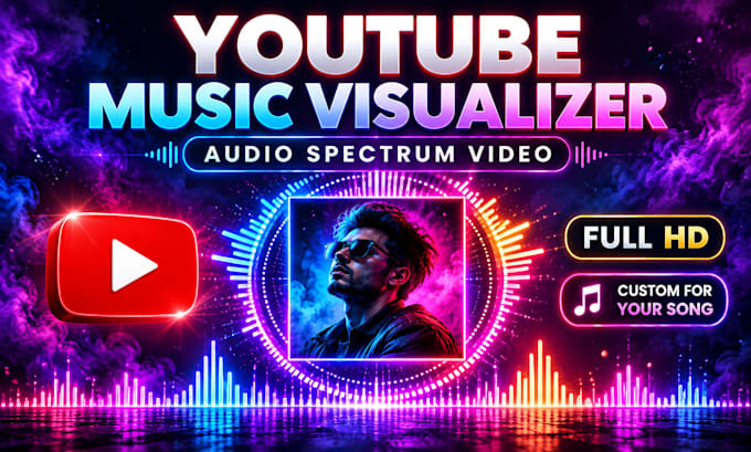 create a professional music visualizer video for youtube