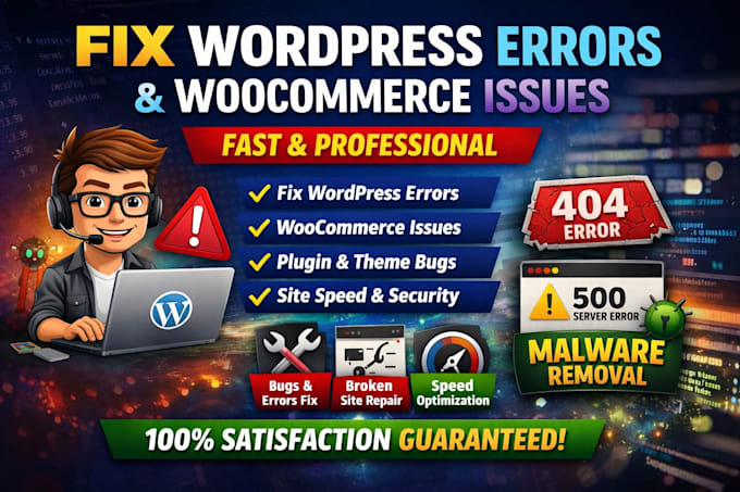 fix wordpress errors, bugs, critical issues or broken website