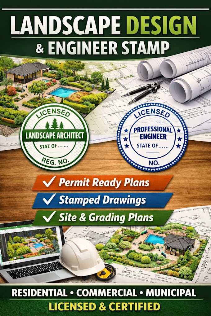 create landscape architecture design and stamped permit plans