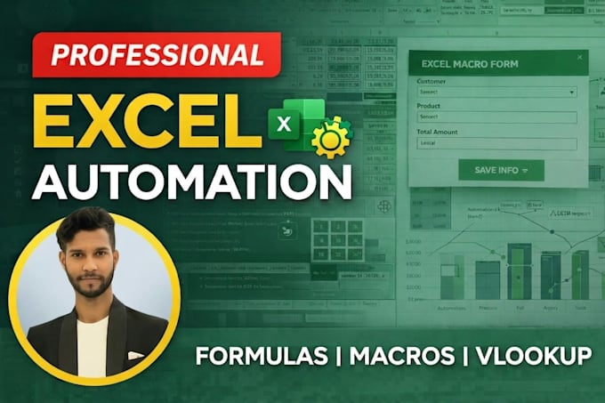 automate excel tasks using formulas macros, vlookup, xlookup