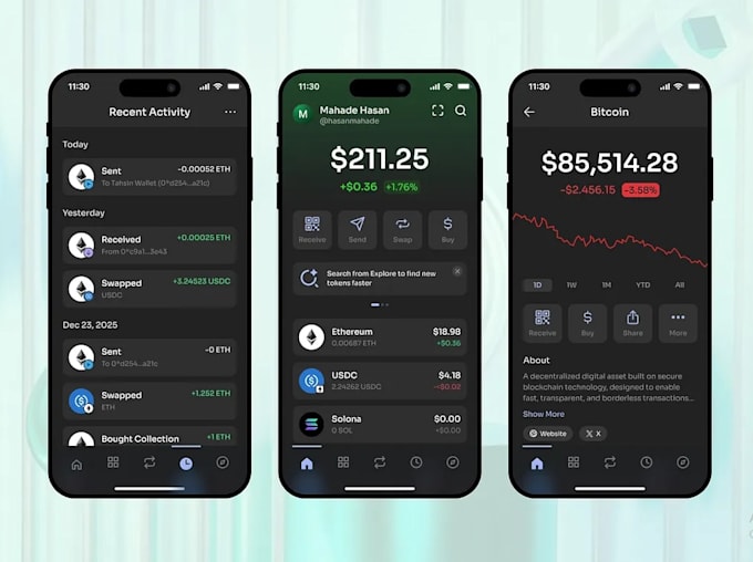 build web3 crypto wallet app, exchange website, fintech app, blockchain app