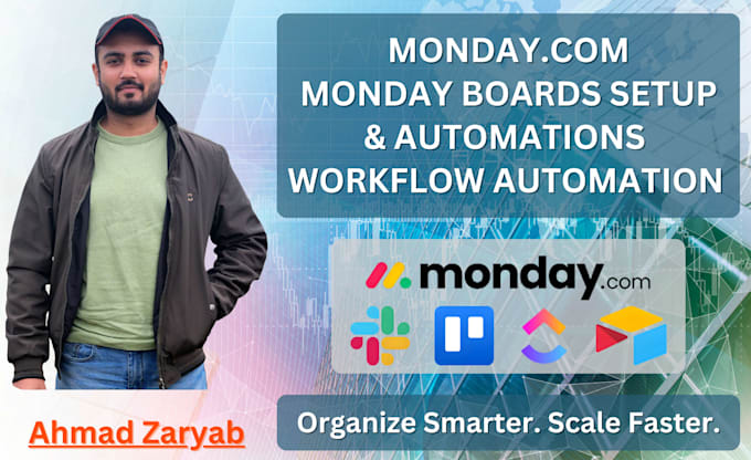 setup workflow project management in monday, clickup, trello, slack and airtable