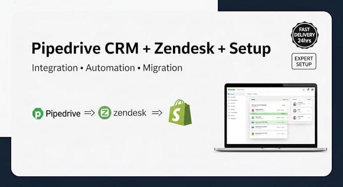 setup and integrate pipedrive CRM and zendesk for your shopify store