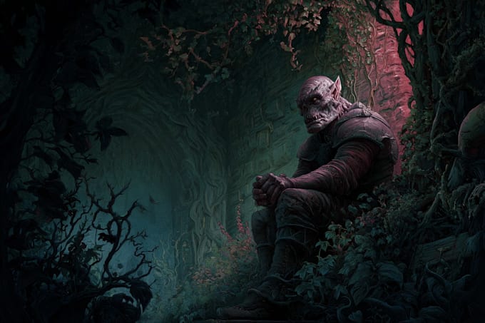 do dark fantasy art illustrations in a painterly style