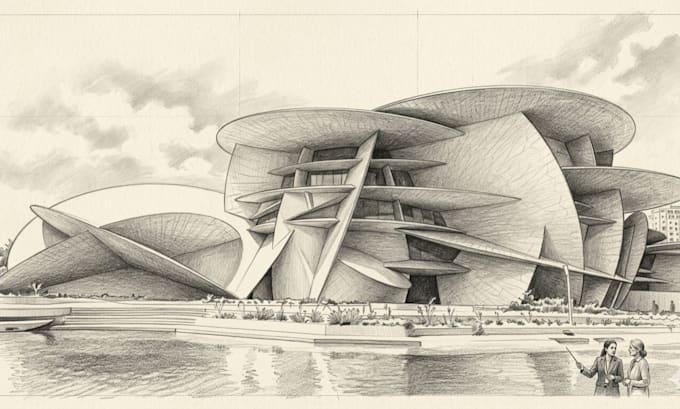 draw an architectural sketches or building illustrations