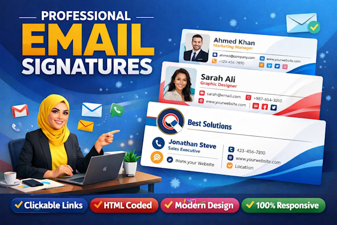 create a professional clickable HTML email signature