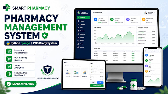 develop a pharmacy management system and pos with expiry alerts using django