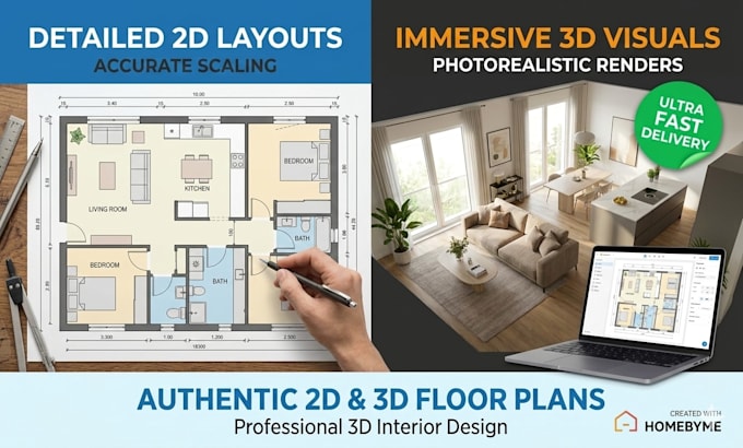 Dibujar planos de planta auténticos en 2d y 3d usando homebyme, diseño ...
