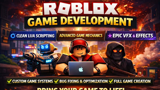 full roblox game development, lua developer, fivem, vfx, roblox scripter,