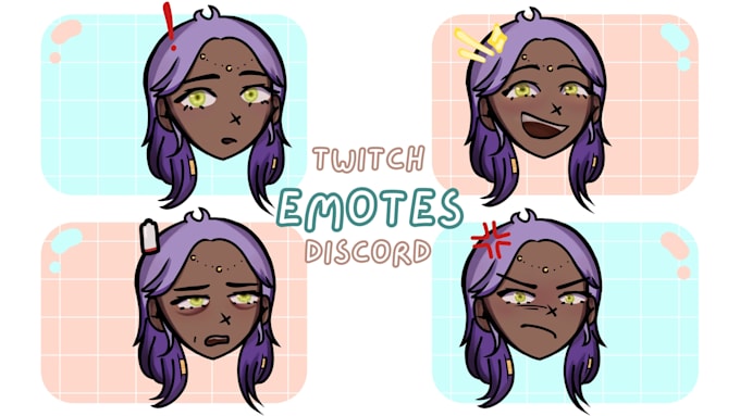 draw custom cute twitch and discord emotes for streamers