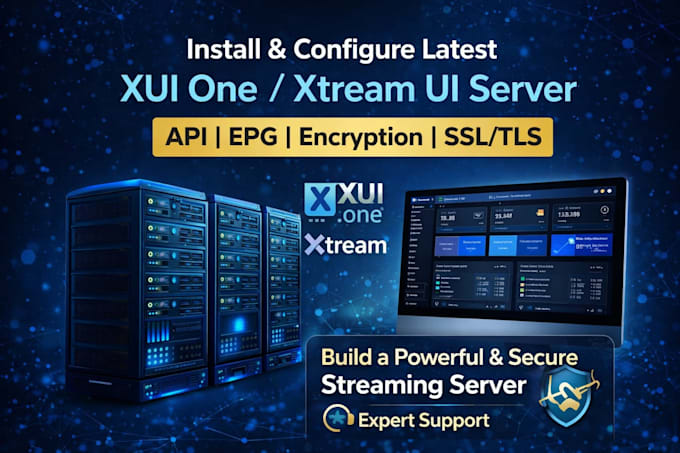 install xui one xtream ui latest server, API int, epg conf, encrypt SSL, lts
