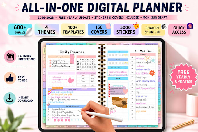 etsy digital planner etsy digital products hyperlinked planner etsy seo journal