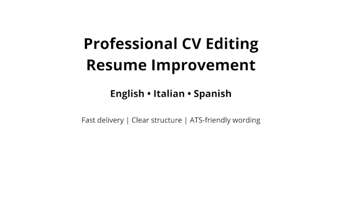 improve, edit and optimize your CV or resume professionally